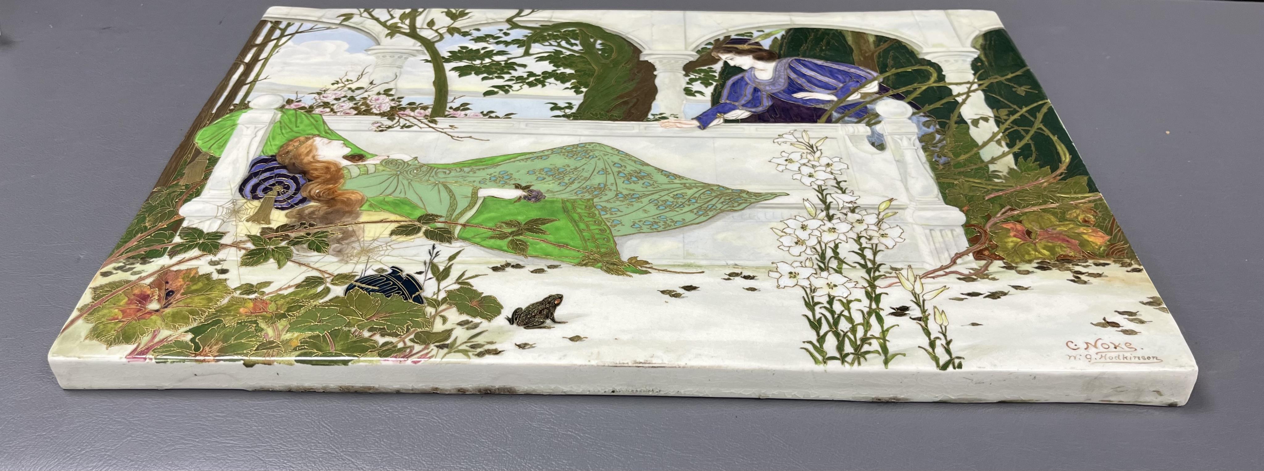 Charles Noke (1858-1941) and William G. Hodkinson (1880-1920) for Royal Doulton: An impressive Pre-Raphaelite style plaque